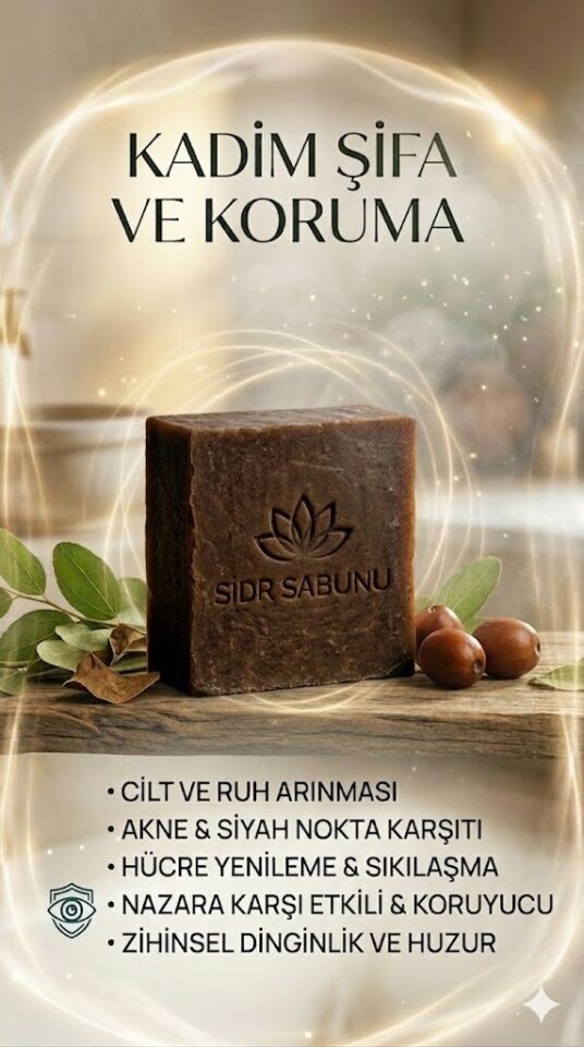 Sidr Özlü Doğal El Yapımı Bitkisel Sabun – 1 Adet / 100Gr | Cilt Temizliği & Saç Bakımı İçin Geleneksel Formül